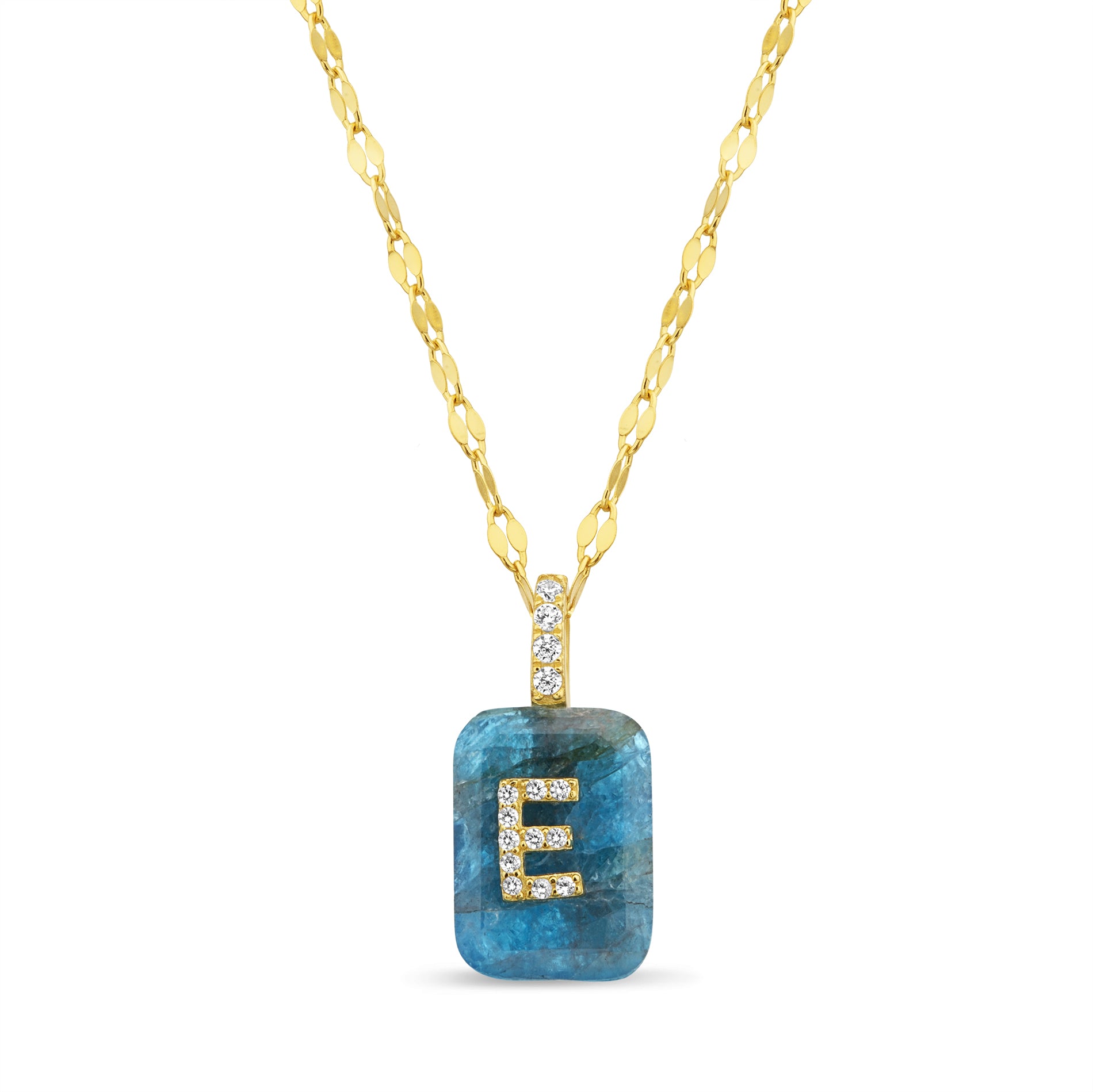 Gold and Apatite Initial Pendant